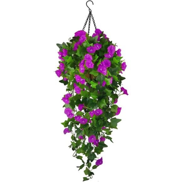 Artificial Fake Hanging Flowers Plants Basket for Spring Outdoor Outside - Picture 7 of 7